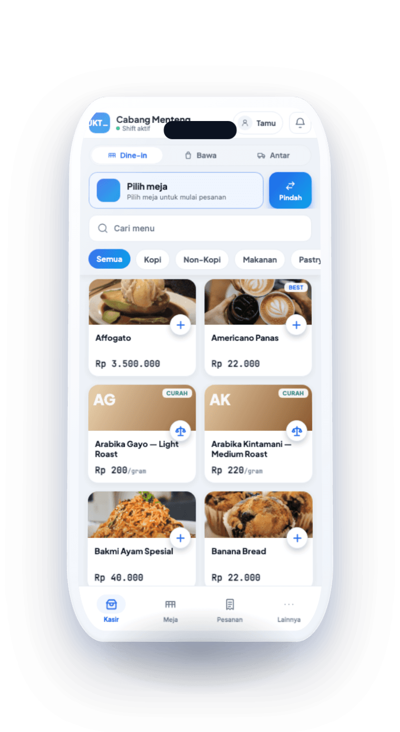 Kasir PIKaPOS berjalan offline di ponsel