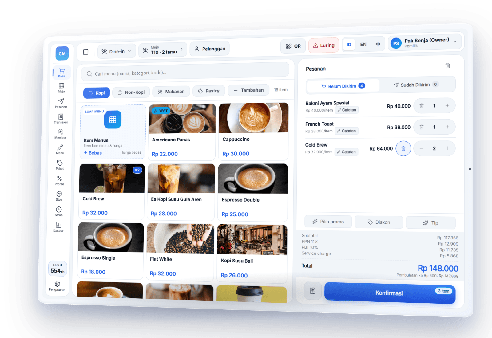 Kasir PIKaPOS tetap mencatat pesanan saat offline