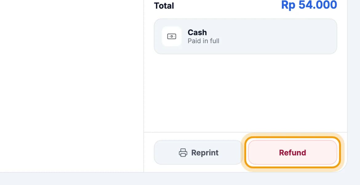 Transaction details with the Refund button ringed