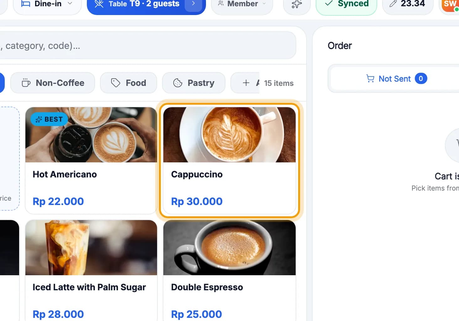 Menu grid, Cappuccino ringed