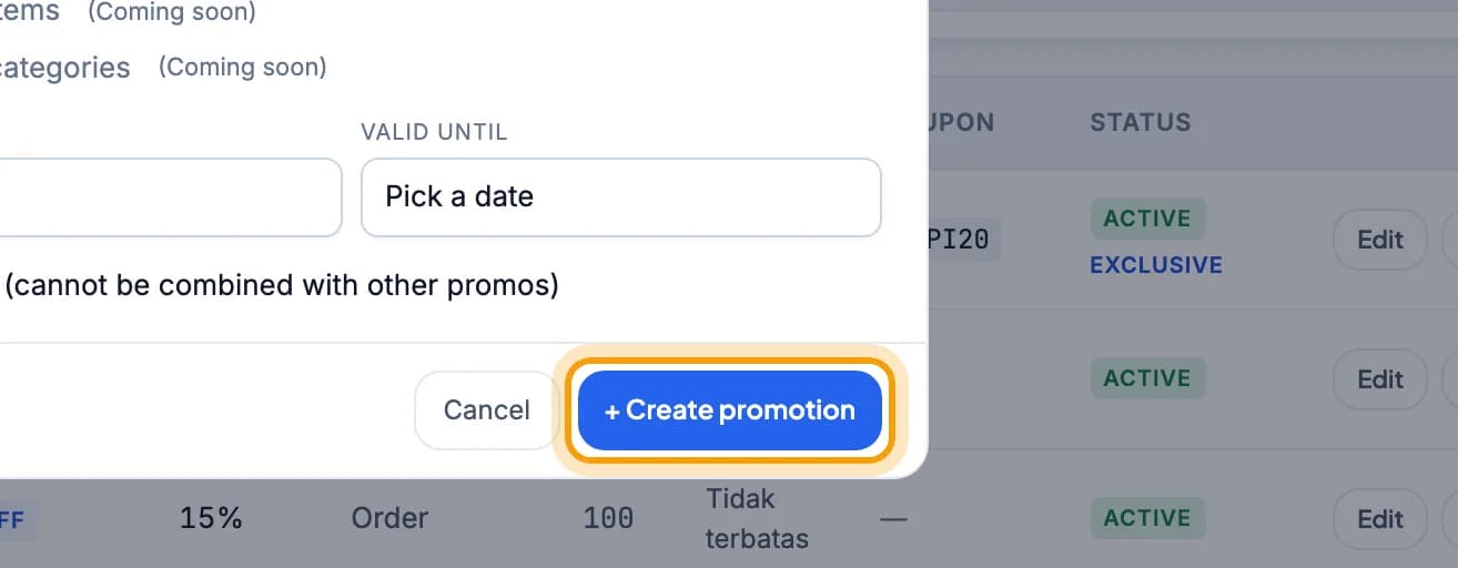 Create promo button at the bottom of the form highlighted