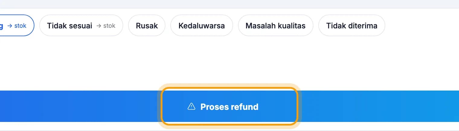 Total refund dan tombol Proses refund disorot