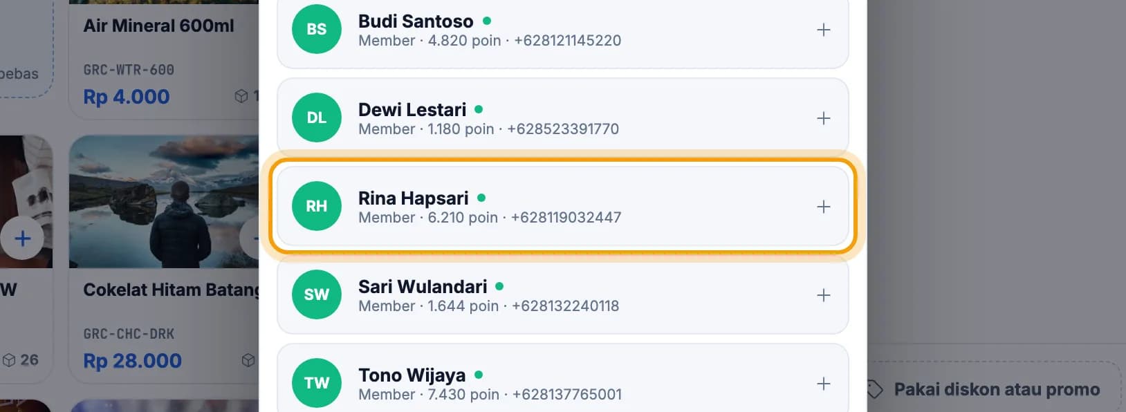 Jendela Tautkan Member, baris Rina Hapsari disorot