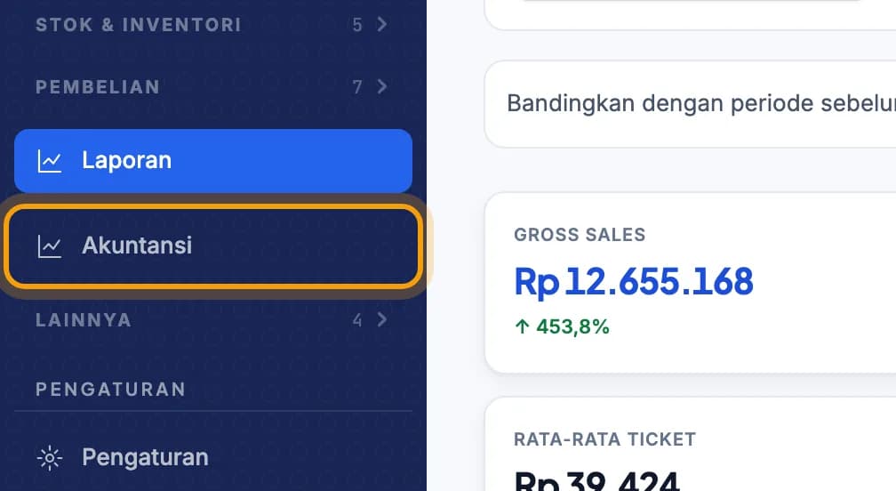 Menu kiri web admin, Akuntansi disorot
