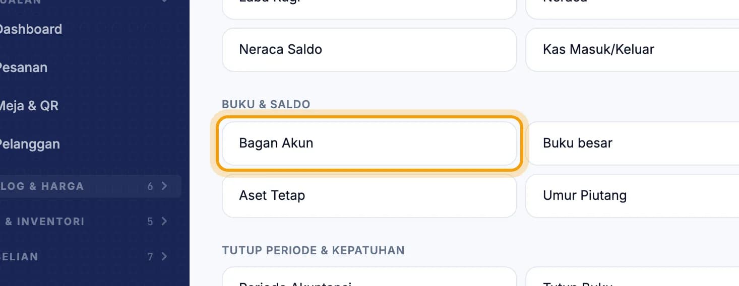 Halaman Akuntansi, Bagan Akun disorot