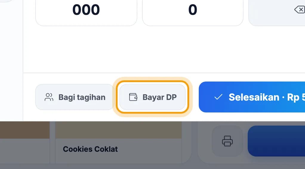 Tombol Bayar DP disorot