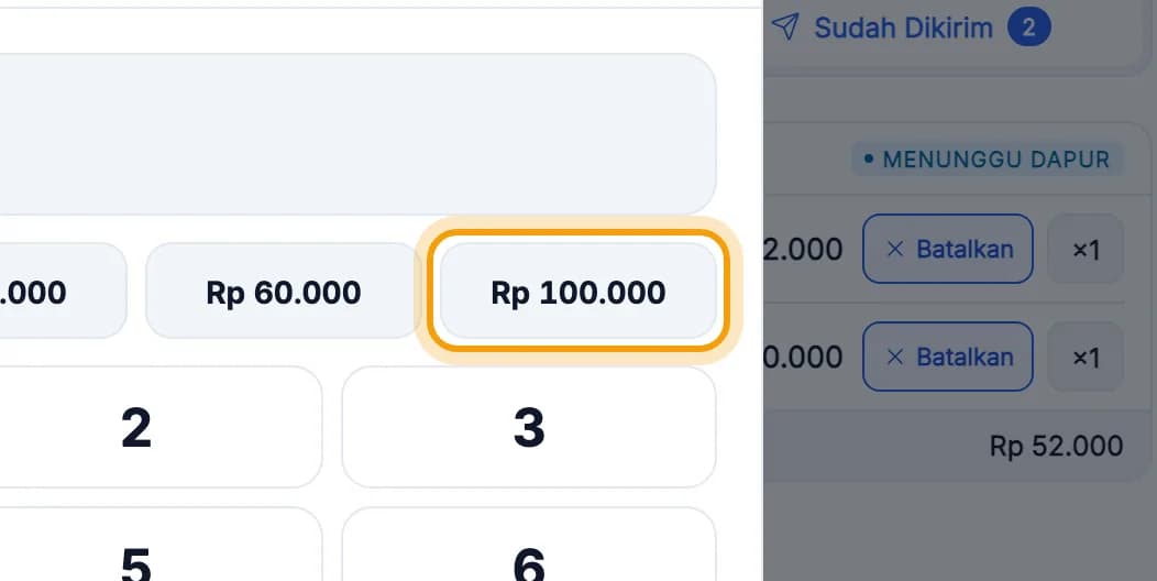 Tombol nominal cepat Rp 100.000 disorot