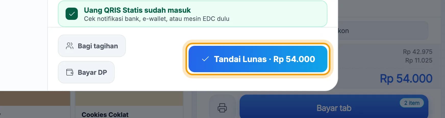 Tombol Tandai Lunas disorot