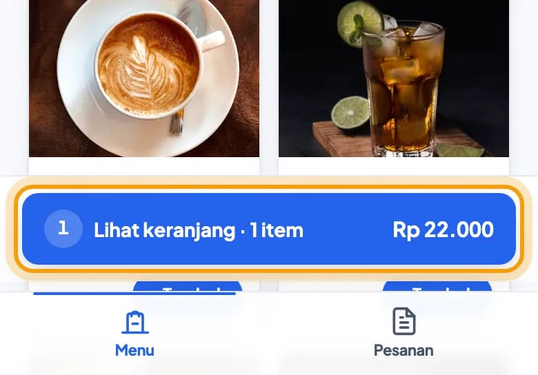 Bar Lihat keranjang di bawah layar HP disorot