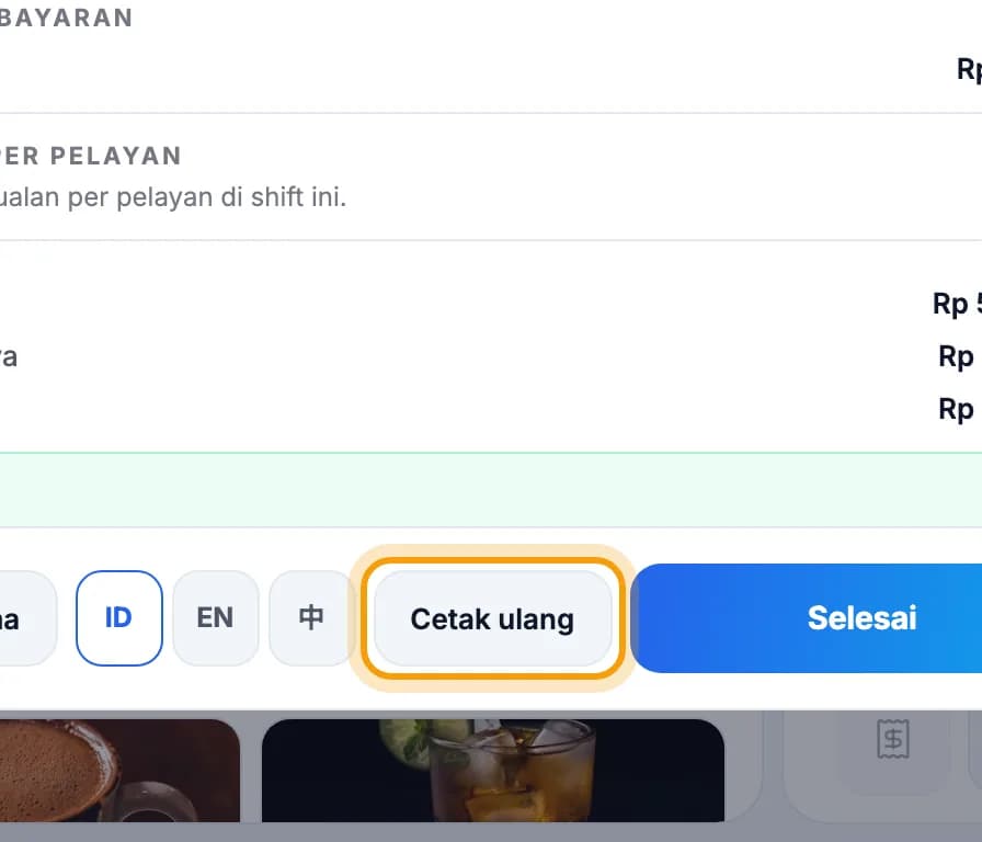 Laporan tutup buku, tombol Cetak ulang disorot