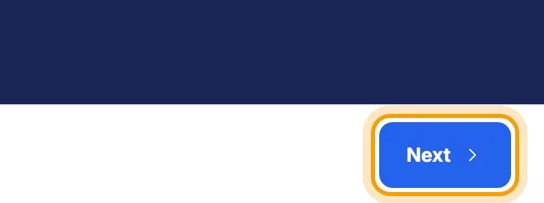 Next button in the bottom-right corner ringed