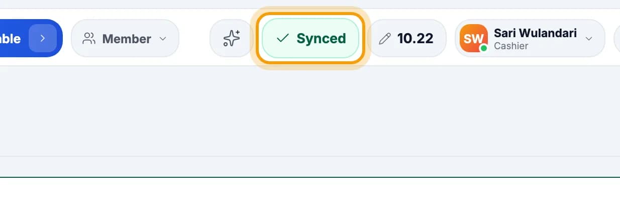 Synced status button ringed