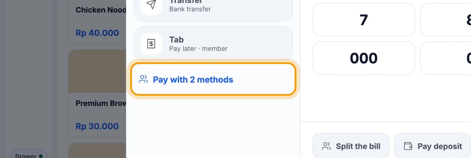 Pay with 2 methods link ringed