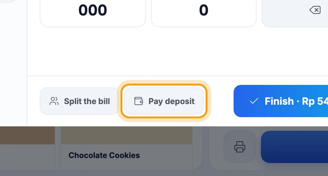 Pay deposit button ringed