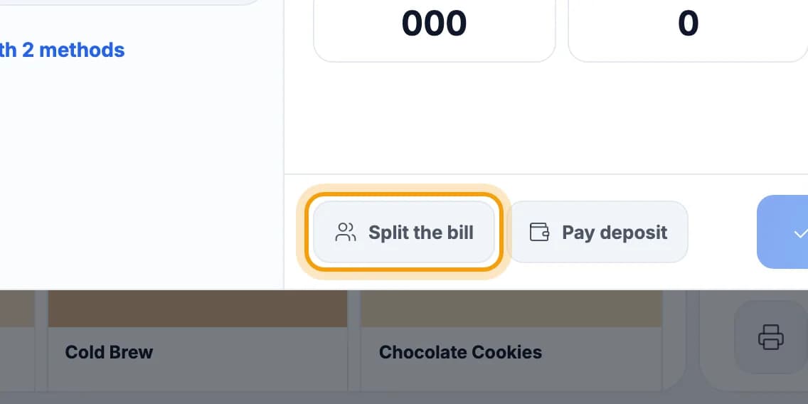 Split the bill button ringed