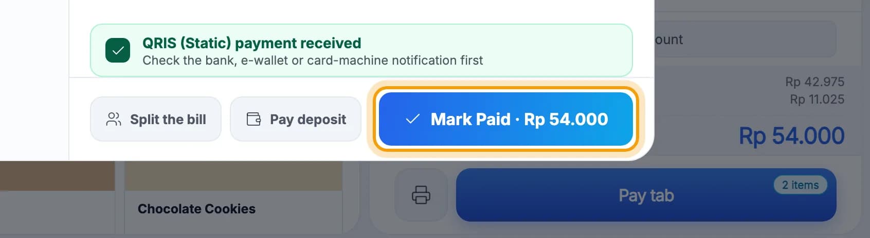 Mark Paid button ringed