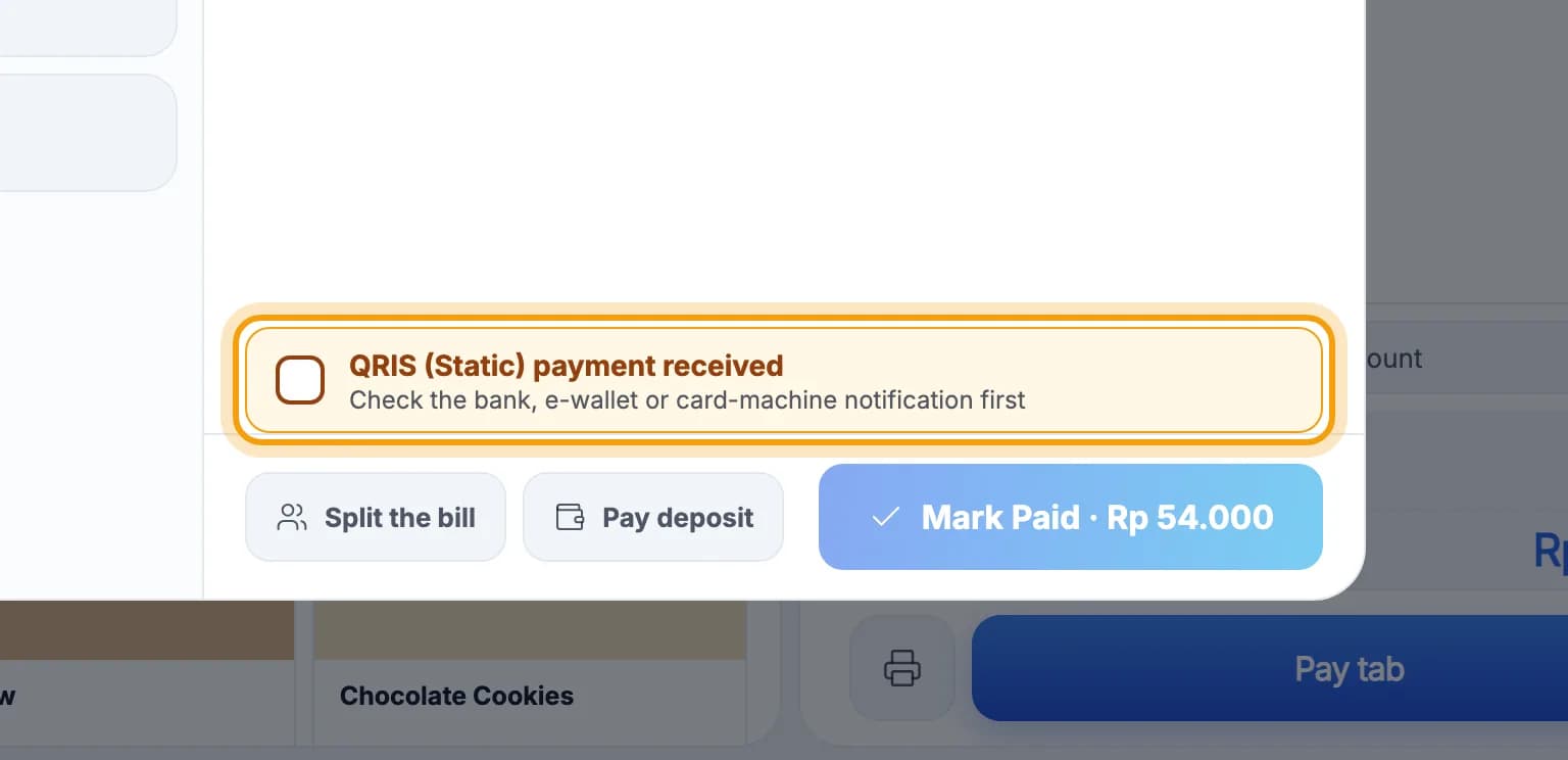 Checkbox QRIS (Static) payment received ringed