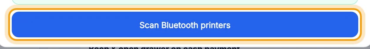 Bluetooth tab, Scan Bluetooth printers button highlighted