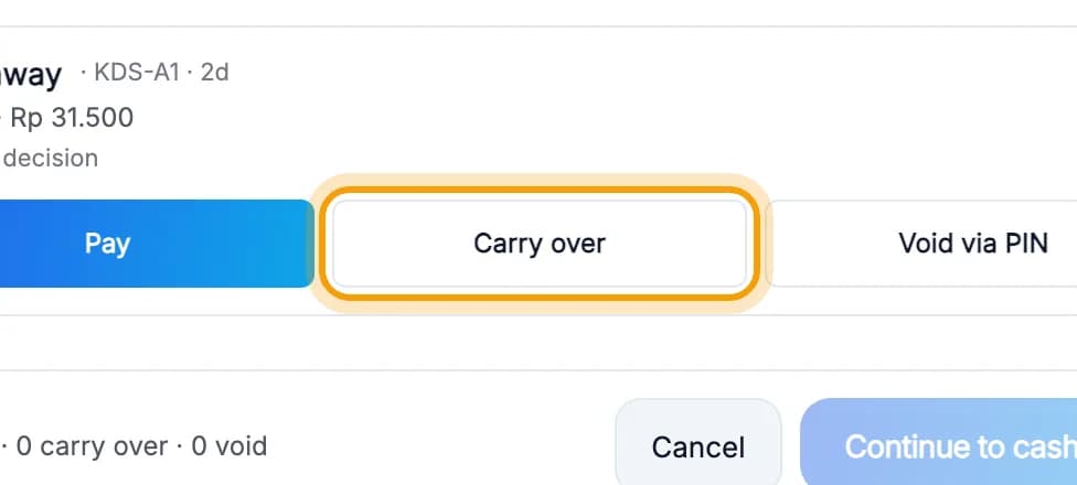 Open tabs list, Carry over button ringed
