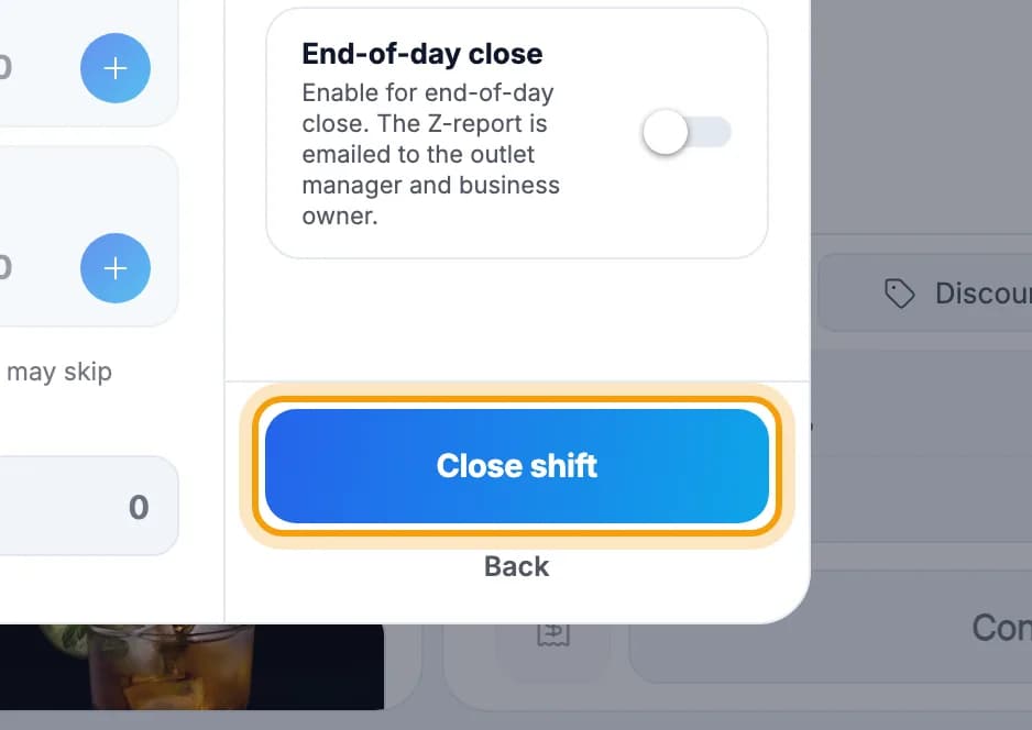 Close shift button ringed