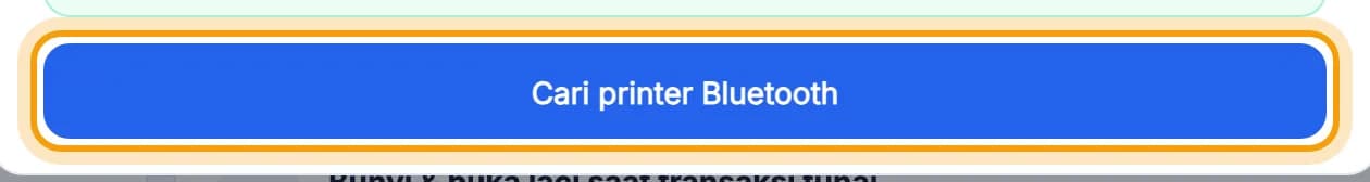 Tab Bluetooth, tombol Cari printer Bluetooth disorot